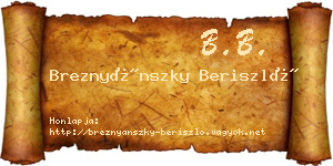 Breznyánszky Beriszló névjegykártya